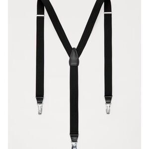 NWT. Zara Kids Black Herringbone Jacquard Suspenders.